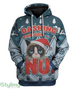 Ugly Christmas Dashing Through Grumpy Cat Custom Hoodie 3D Alll Over Print Gift For Christmas Product Photo 1