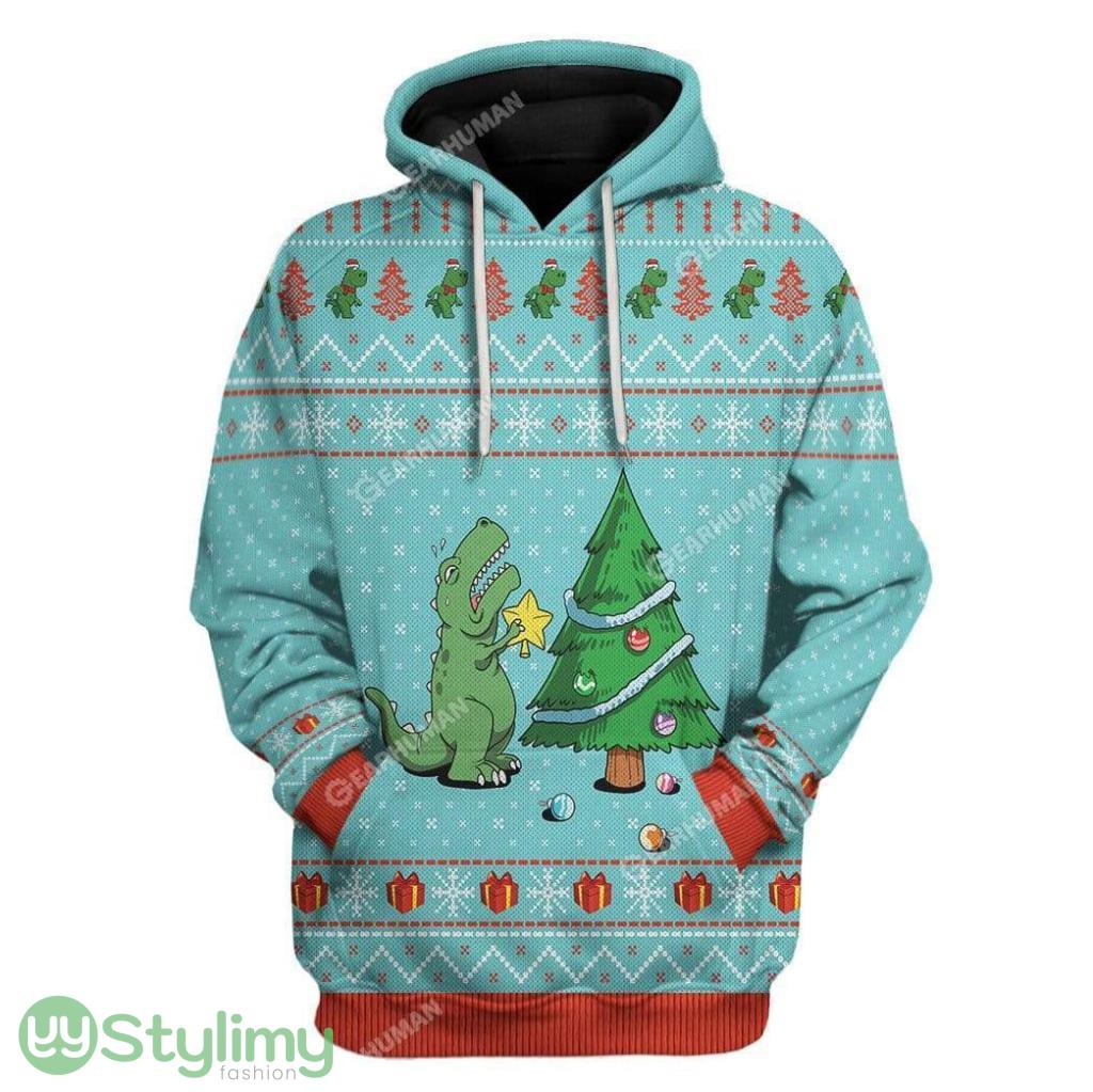 Ugly Christmas Dinosaur Custom Hoodie 3D Alll Over Print Gift For Christmas 6 Ugly Christmas Dinosaur Custom Hoodie 3D Alll Over Print Gift For Christmas Product Photo 1