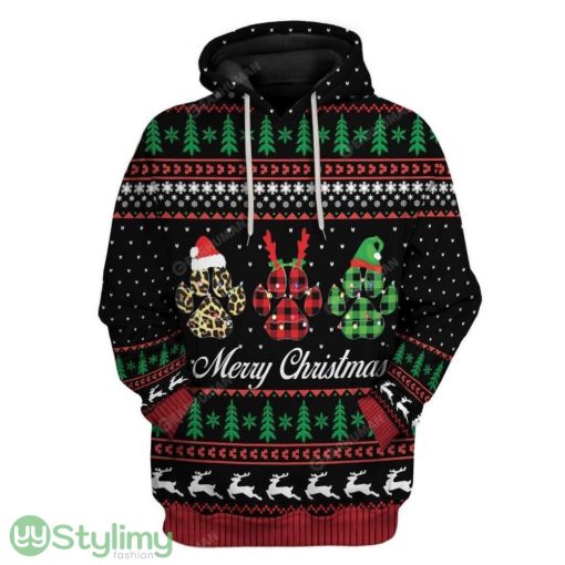 Ugly Christmas Dog Paw Xmas Custom Hoodie 3D Alll Over Print Gift For Christmas