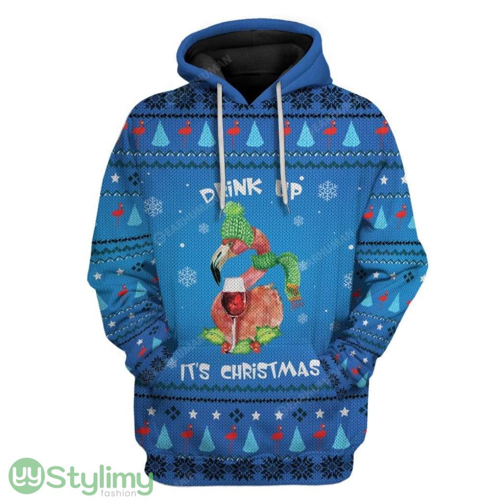 Ugly Christmas Drinking Flamingo Custom Hoodie 3D Alll Over Print Gift For Christmas 6 Ugly Christmas Drinking Flamingo Custom Hoodie 3D Alll Over Print Gift For Christmas Product Photo 1