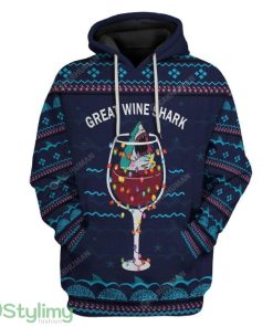 Ugly Christmas Great Wine Shark Custom Hoodie 3D Alll Over Print Gift For Christmas Product Photo 1