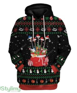 Ugly Christmas Guitars Santa Custom Hoodie 3D Alll Over Print Gift For Christmas Product Photo 1