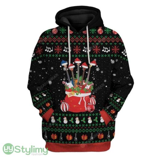 Ugly Christmas Guitars Santa Custom Hoodie 3D Alll Over Print Gift For Christmas Product Photo 1