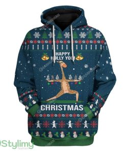 Ugly Christmas Holly Yogi Giraffe Hoodie 3D Alll Over Print Gift For Christmas Product Photo 1