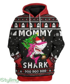 Ugly Christmas Mommy Shark Custom Hoodie 3D Alll Over Print Gift For Christmas Product Photo 1