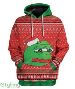 Ugly Christmas Pepe The Frog Custom Hoodie 3D Alll Over Print Gift For Christmas Product Photo 1