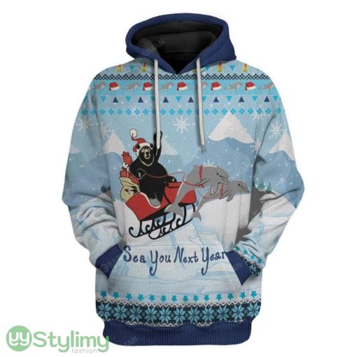 Ugly Christmas Santa Bear White Dolman Hoodie 3D Alll Over Print Gift For Christmas