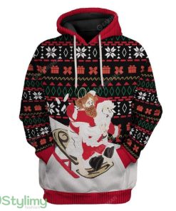 Ugly Christmas Santa & Jesus Sledding Hoodie 3D Alll Over Print Gift For Christmas Product Photo 1