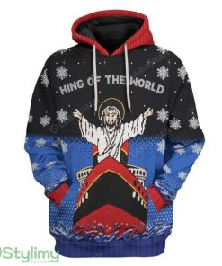 Ugly Christmas Titanic Jesus King Of The World Custom Hoodie 3D Alll Over Print Gift For Christmas Product Photo 1