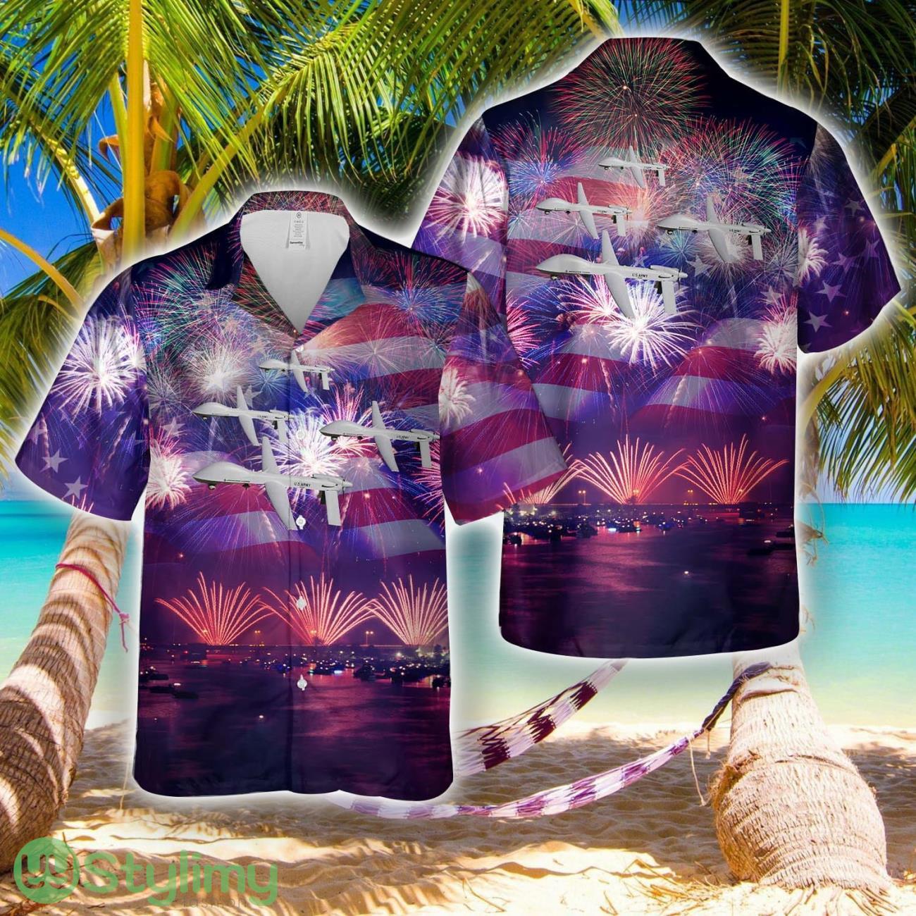 US Army General Atomics MQ-1C Gray Eagle, 4th Of July Hawaiian Shirt Aloha Summer Vacation Gift 2 US Army General Atomics MQ-1C Gray Eagle, 4th Of July Hawaiian Shirt Aloha Summer Vacation Gift Product Photo 1