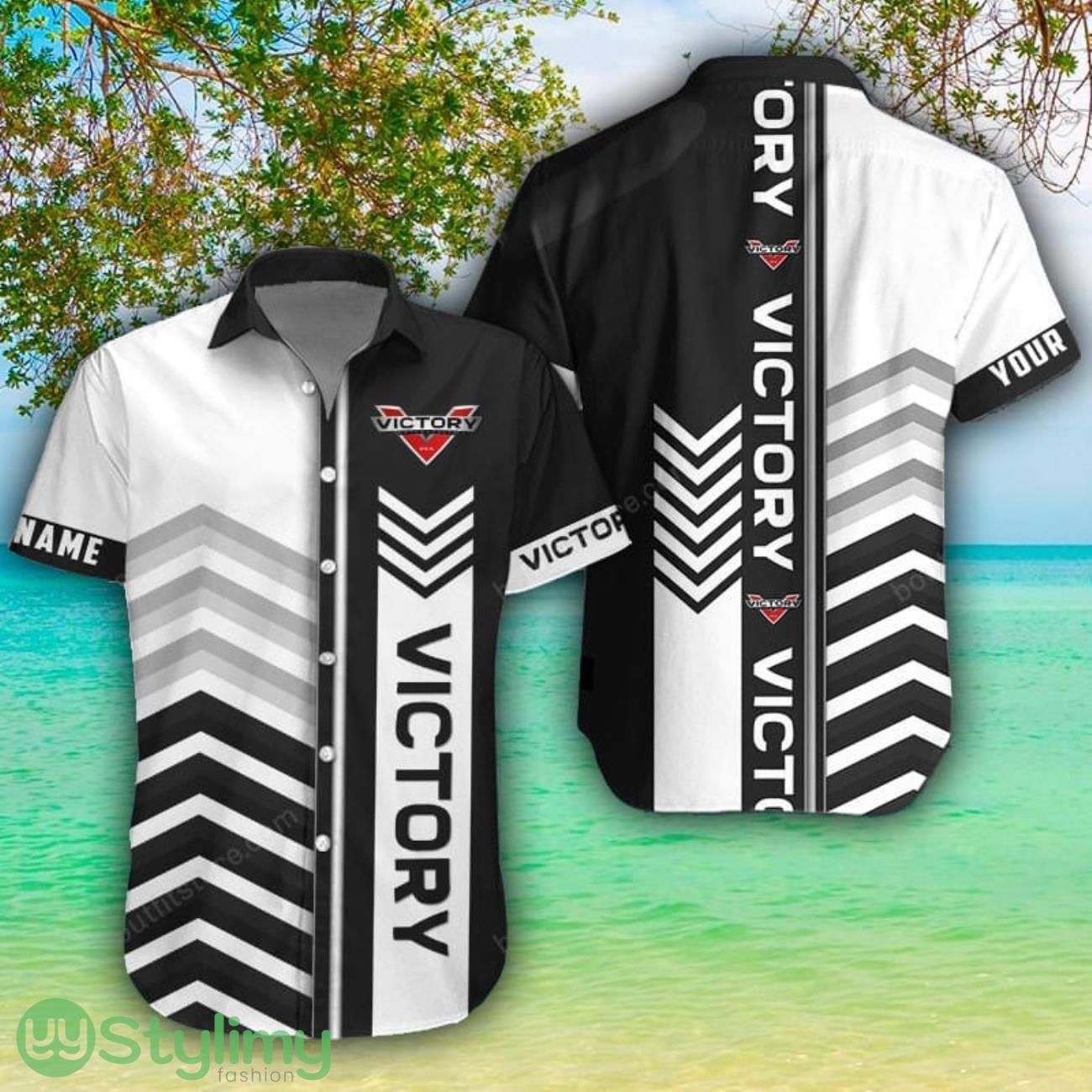 Victory White Hawaiian Shirt Shorts Sleeve Beach Shirt Custom Name 1 Victory White Hawaiian Shirt Shorts Sleeve Beach Shirt Custom Name Product Photo 1