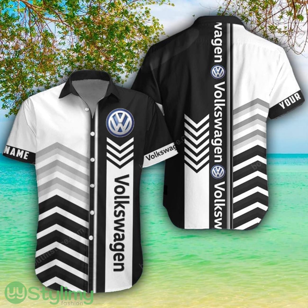 Volkswagen White Hawaiian Shirt Shorts Sleeve Beach Shirt Custom Name 2 Volkswagen White Hawaiian Shirt Shorts Sleeve Beach Shirt Custom Name Product Photo 1