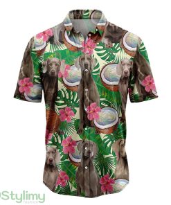 Weimaraner Tropical Coconut Hawaiian Shirt Short Sleeves Shirt Beach Gift Product Photo 1