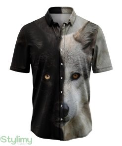 Wolf Black & White Hawaiian Shirt For Men And Women Product Photo 1