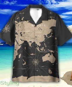 World Map Vintage Unisex Short Sleeve Shirts Hawaiian Shirt For Men Women Product Photo 1