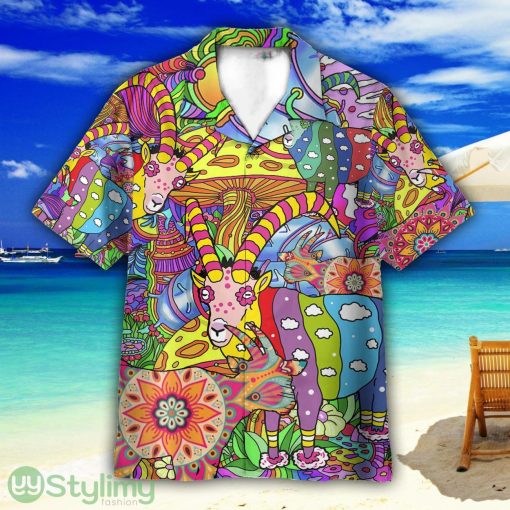 World Of Goats Hippie Unisex Short Sleeve Shirts Hawaiian Shirt For Men Women