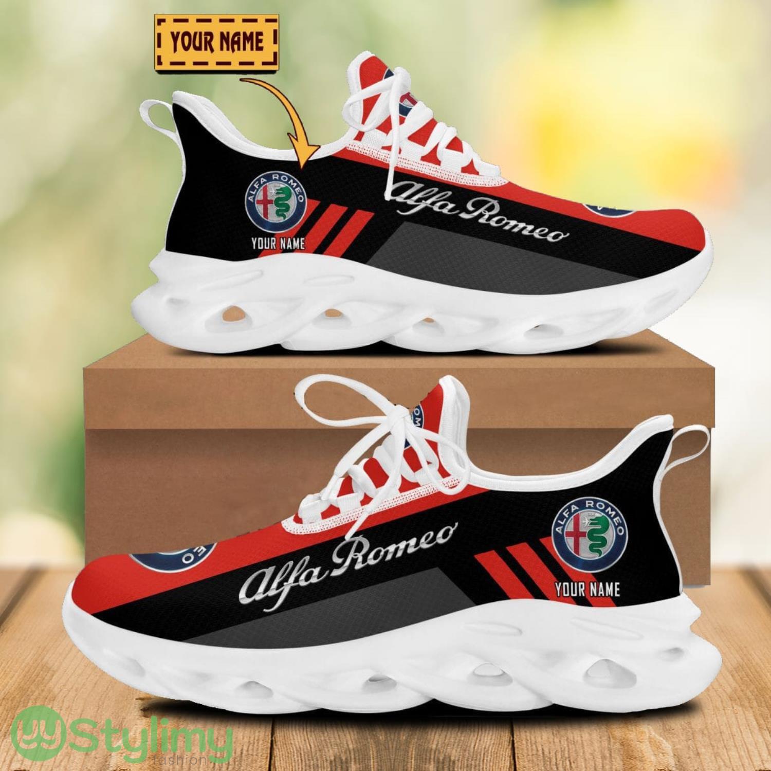 Alfa Romeo Red Personalized Name Max Soul Shoes Car Logo Running Sneakers For Men And Women 2 Alfa Romeo Red Personalized Name Max Soul Shoes Car Logo Running Sneakers For Men And Women Product Photo 2