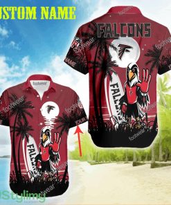 Atlanta Falcons Mascot Tree Surf Logo Beach Hawaiian Shirt Men And Women Gift Custom Name - Atlanta Falcons Mascot Tree Surf Logo Beach Hawaiian Shirt Men And Women Gift Custom Name