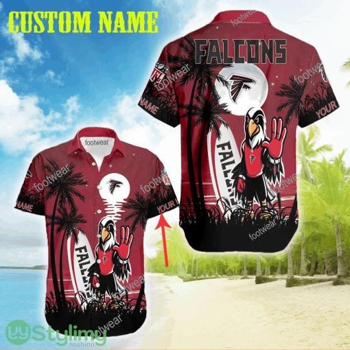 Atlanta Falcons Mascot Tree Surf Logo Beach Hawaiian Shirt Men And Women Gift Custom Name - Atlanta Falcons Mascot Tree Surf Logo Beach Hawaiian Shirt Men And Women Gift Custom Name
