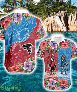 Atlanta Falcons VS Detroit Lions Plus Size Logo Beach Hawaiian Shirt For Summer - Atlanta Falcons VS Detroit Lions Plus Size Logo Beach Hawaiian Shirt For Summer