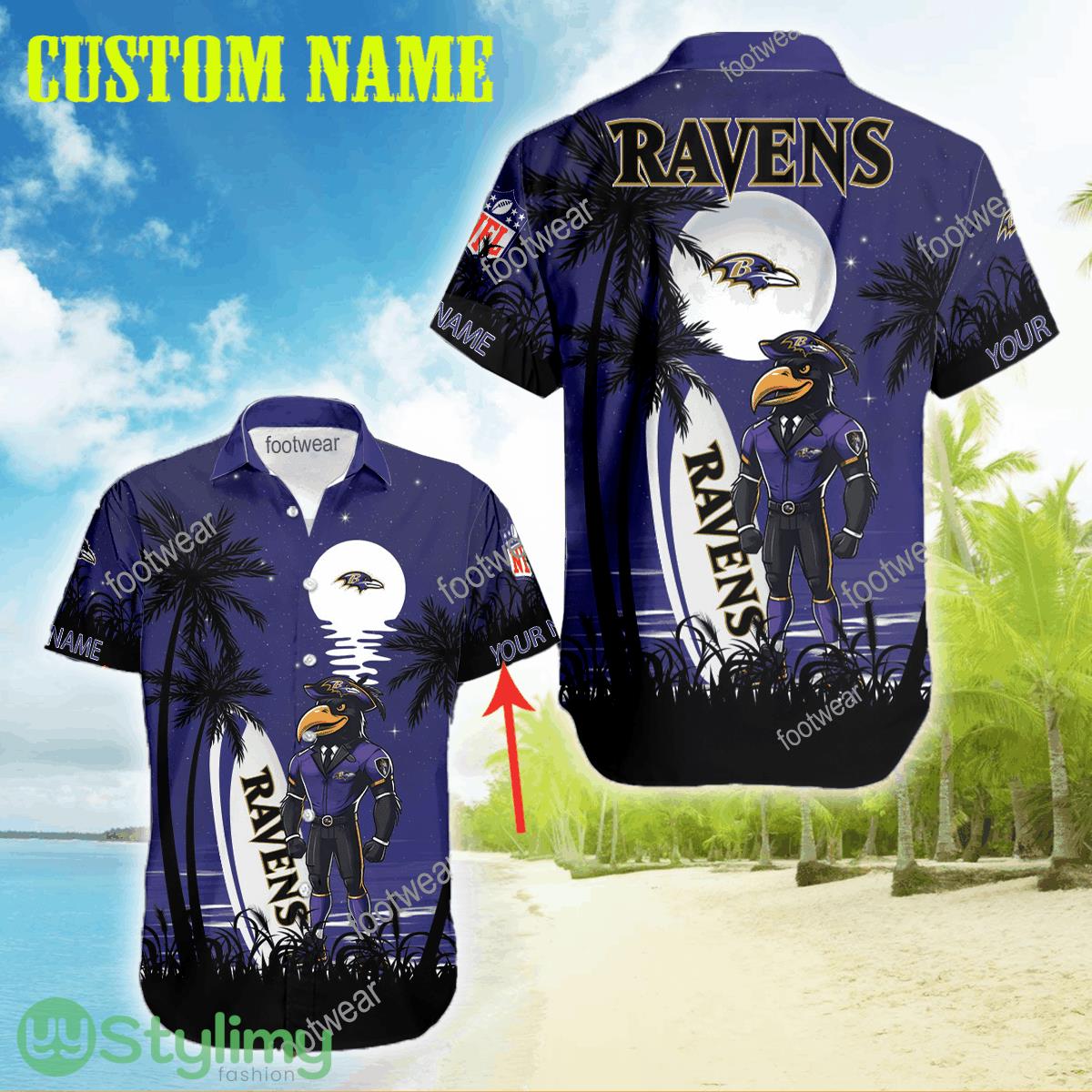 Baltimore Ravens Mascot Tree Luau 3D Hawaiian Shirt Gift For Fans Custom Name 2 Baltimore Ravens Mascot Tree Luau 3D Hawaiian Shirt Gift For Fans Custom Name - Baltimore Ravens Mascot Tree Luau 3D Hawaiian Shirt Gift For Fans Custom Name