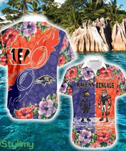 Baltimore Ravens VS Cincinnati Bengals Handmade Logo 3D Hawaiian Shirt For Summer - Baltimore Ravens VS Cincinnati Bengals Handmade Logo 3D Hawaiian Shirt For Summer