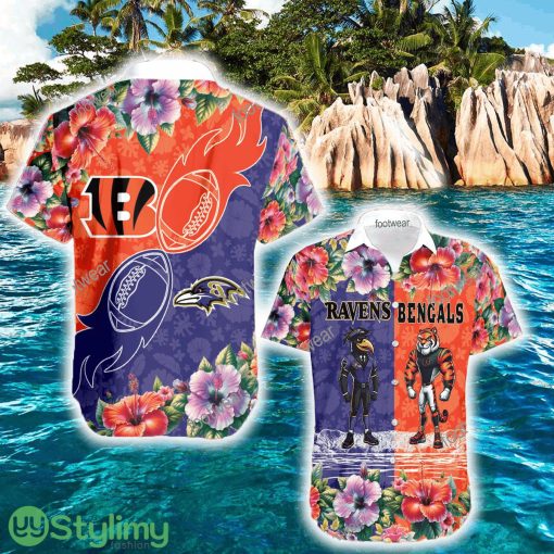 Baltimore Ravens VS Cincinnati Bengals Handmade Logo 3D Hawaiian Shirt For Summer - Baltimore Ravens VS Cincinnati Bengals Handmade Logo 3D Hawaiian Shirt For Summer