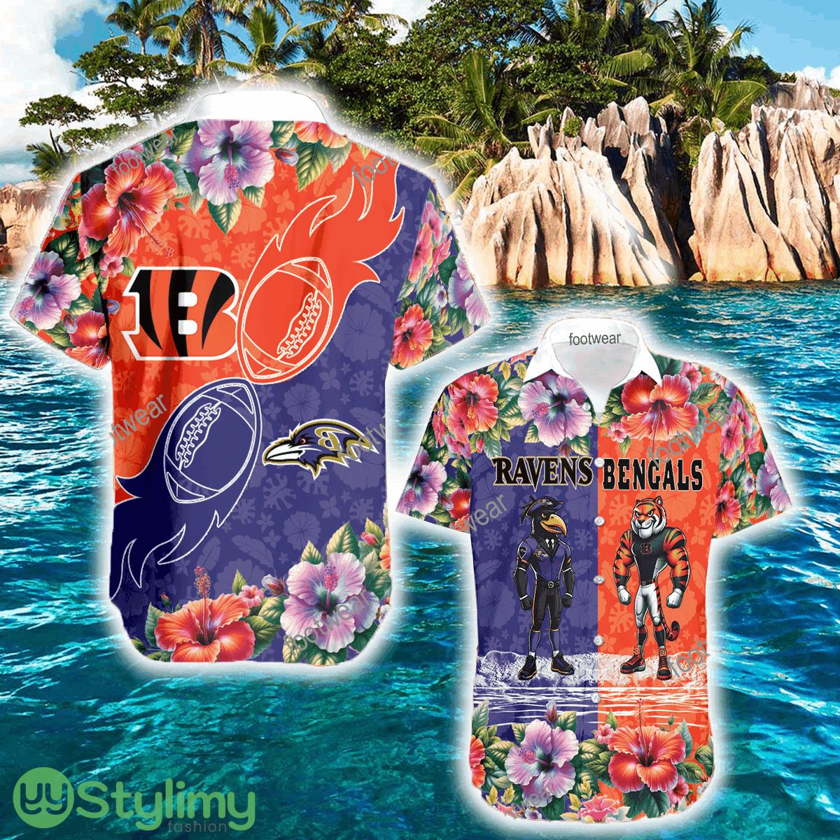 Baltimore Ravens VS Cincinnati Bengals Handmade Logo 3D Hawaiian Shirt For Summer 2 Baltimore Ravens VS Cincinnati Bengals Handmade Logo 3D Hawaiian Shirt For Summer - Baltimore Ravens VS Cincinnati Bengals Handmade Logo 3D Hawaiian Shirt For Summer