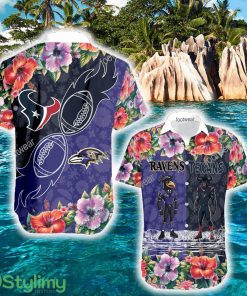 Baltimore Ravens VS Houston Texans Premium Logo Beach Hawaiian Shirt Gift For Fans - Baltimore Ravens VS Houston Texans Premium Logo Beach Hawaiian Shirt Gift For Fans
