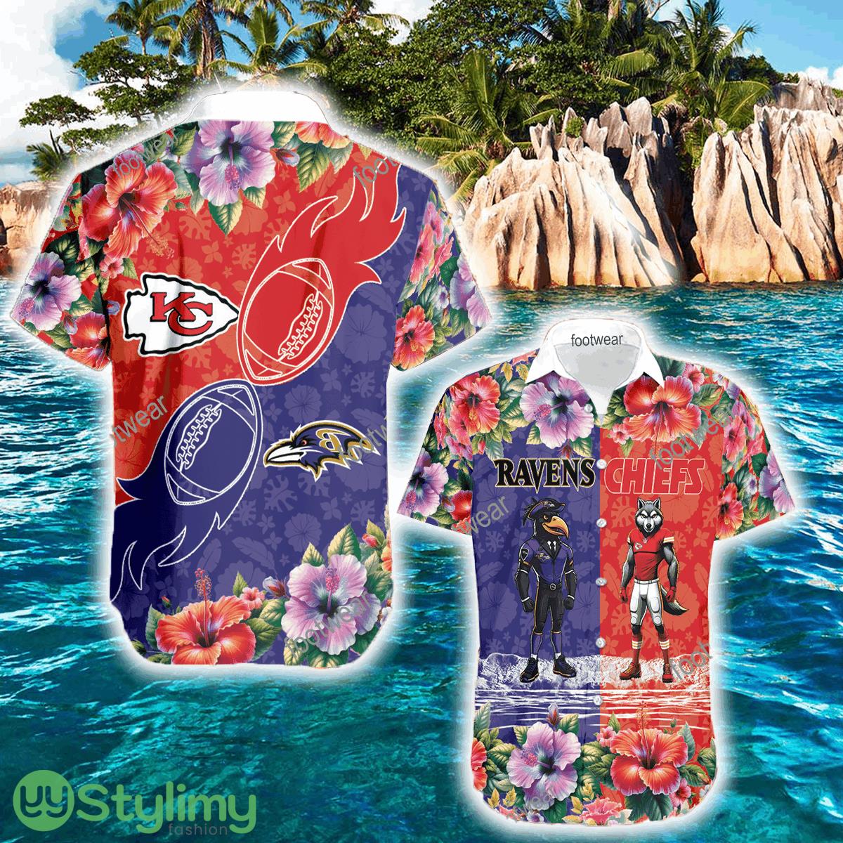 Baltimore Ravens VS Kansas City Chiefs Best Logo AOP Hawaiian Shirt For Men And Women 2 Baltimore Ravens VS Kansas City Chiefs Best Logo AOP Hawaiian Shirt For Men And Women - Baltimore Ravens VS Kansas City Chiefs Best Logo AOP Hawaiian Shirt For Men And Women
