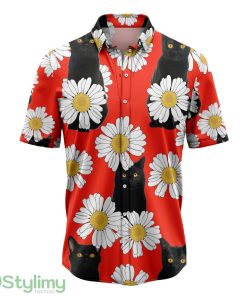 Black Cat Daisy Summer Hawaiian Shirt 3D Printed Beach Shirt Product Photo 1