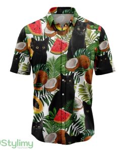 Black Cat Tropical Fruit Hawaiian Shirt 3D Printed Beach Shirt Product Photo 1