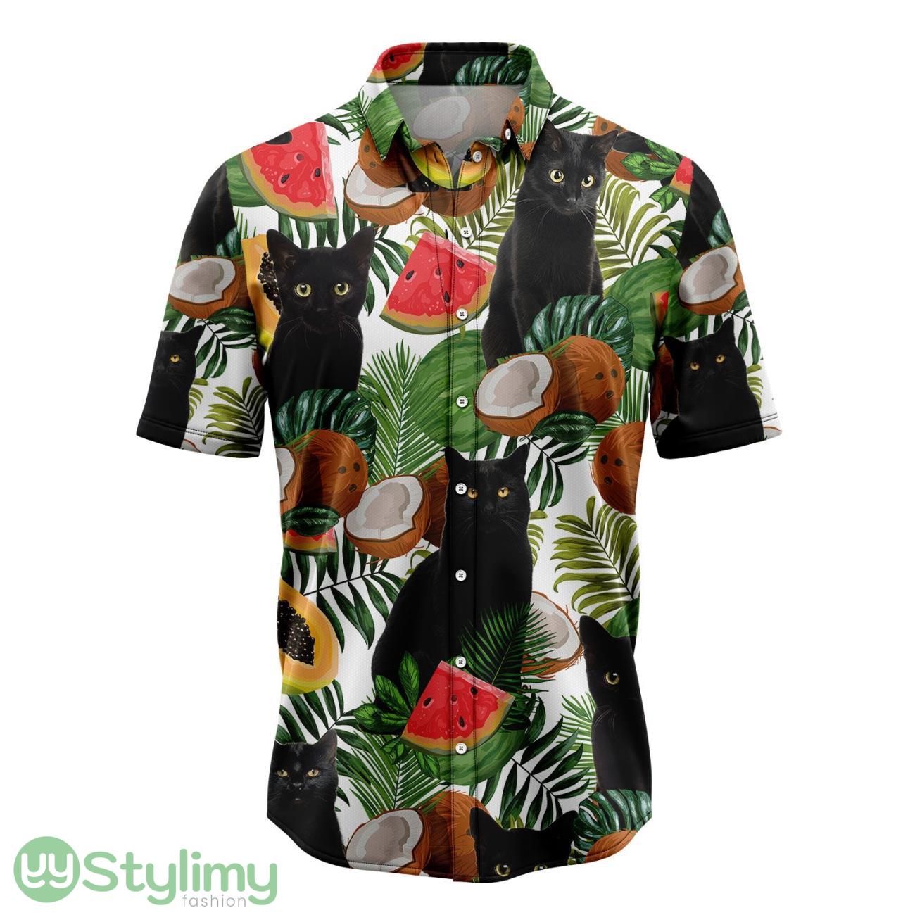Black Cat Tropical Fruit Hawaiian Shirt 3D Printed Beach Shirt 2 Black Cat Tropical Fruit Hawaiian Shirt 3D Printed Beach Shirt Product Photo 1