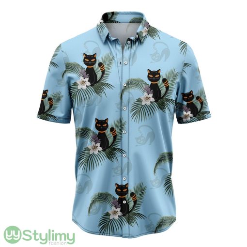 Black Cat Tropical Hawaiian Shirt 3D Printed Beach Shirt Product Photo 1