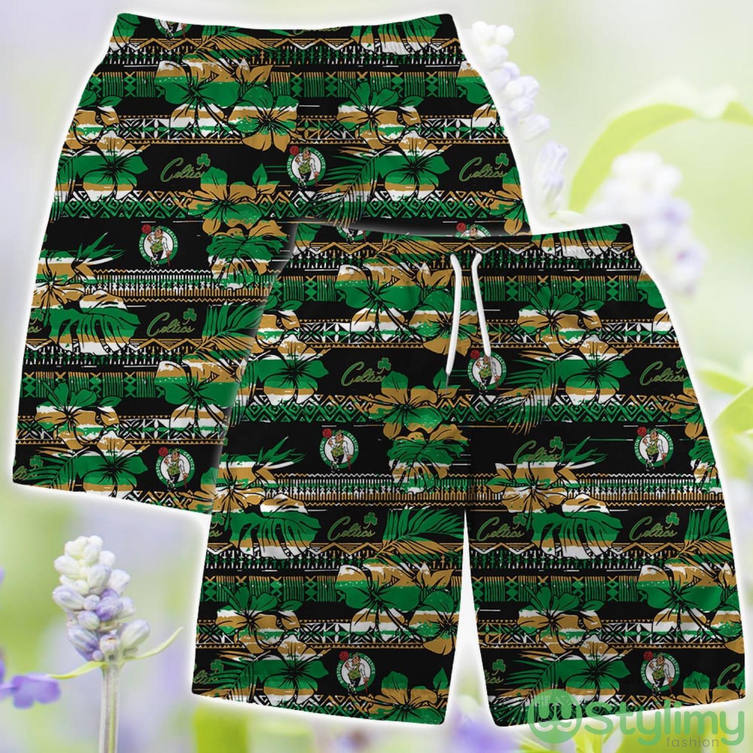 Boston Celtics Hawaii Set Pattern Vintage 3D Hawaiian Shirt And Shorts 3 Boston Celtics Hawaii Set Pattern Vintage 3D Hawaiian Shirt And Shorts Product Photo 3