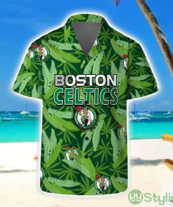 Boston Celtics Summer Hawaii Team Shirt Pattern Leaves Vintage Art Hawaiian Shirts And Beach Shorts Product Photo 1