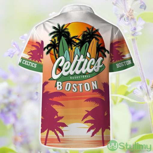 Boston Celtics Summer Hawaii Team Shirt Pattern Sunset Tropical Hawaiian Shirts And Beach Shorts Product Photo 2