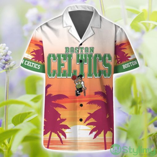 Boston Celtics Summer Hawaii Team Shirt Pattern Sunset Tropical Hawaiian Shirts And Beach Shorts Product Photo 1