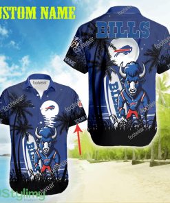 Buffalo Bills Mascot Tree Beach New All Over Print Hawaiian Shirt Men And Women Gift Custom Name - Buffalo Bills Mascot Tree Beach New All Over Print Hawaiian Shirt Men And Women Gift Custom Name