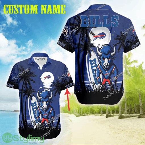 Buffalo Bills Mascot Tree Beach New All Over Print Hawaiian Shirt Men And Women Gift Custom Name - Buffalo Bills Mascot Tree Beach New All Over Print Hawaiian Shirt Men And Women Gift Custom Name