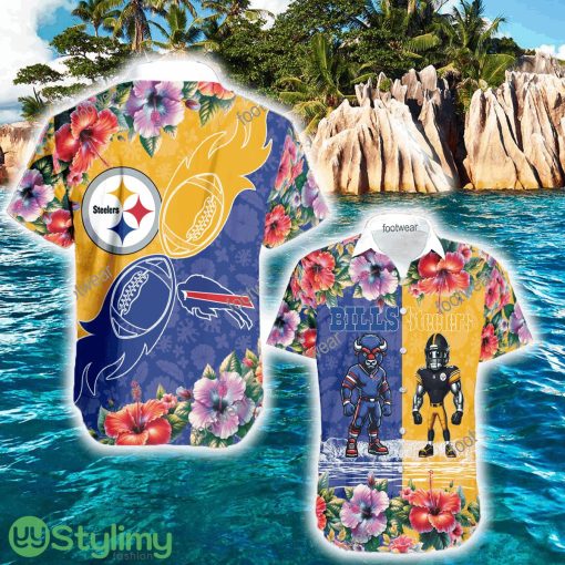 Buffalo Bills VS Pittsburgh Steelers Tropic AOP Hawaiian Shirt For Men And Women - Buffalo Bills VS Pittsburgh Steelers Tropic AOP Hawaiian Shirt For Men And Women