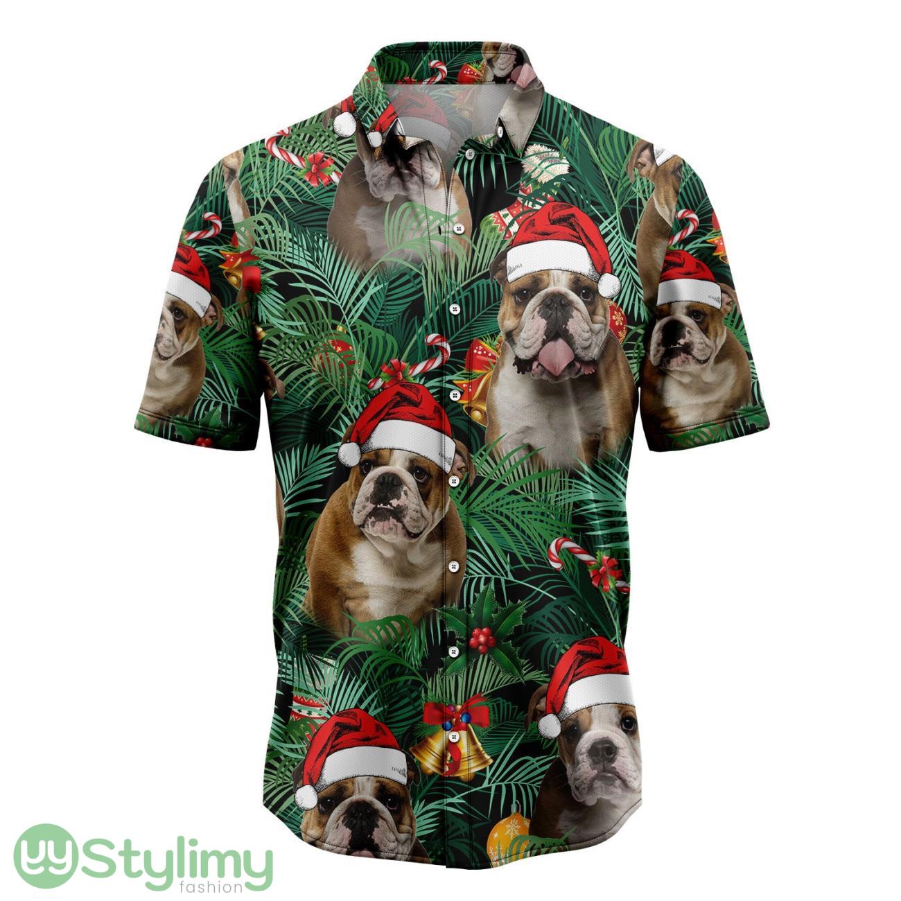 Bulldog Christmas Hawaiian Shirt 3D Printed Beach Shirt 2 Bulldog Christmas Hawaiian Shirt 3D Printed Beach Shirt Product Photo 1