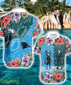 Carolina Panthers VS Philadelphia Eagles Island Logo AOP Hawaiian Shirt For Summer - Carolina Panthers VS Philadelphia Eagles Island Logo AOP Hawaiian Shirt For Summer