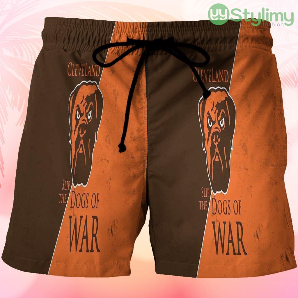 Cleveland Browns Logo Slip The Dogs Of War Beach Hawaiian Shorts For Men Trending Summer 3 Cleveland Browns Logo Slip The Dogs Of War Beach Hawaiian Shorts For Men Trending Summer Product Photo 1