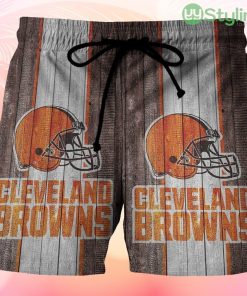 Cleveland Browns Logo Wooden v2 Beach Hawaiian Shorts For Men Trending Summer Product Photo 1