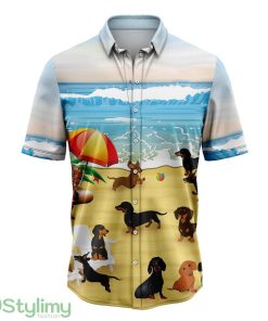 Dachshund In Beach 3D Hawaiian Shirt Summer Vacation Gift Product Photo 1