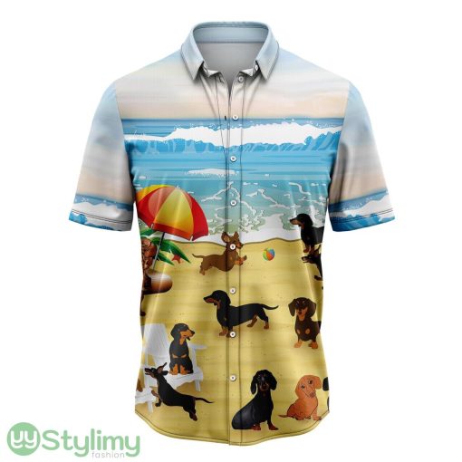 Dachshund In Beach 3D Hawaiian Shirt Summer Vacation Gift Product Photo 1