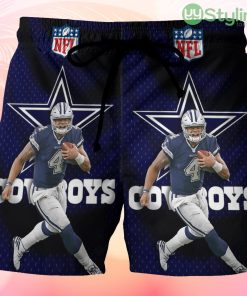 Dallas Cowboys Number 4 Player Beach Hawaiian Shorts For Men Trending Summer Product Photo 1