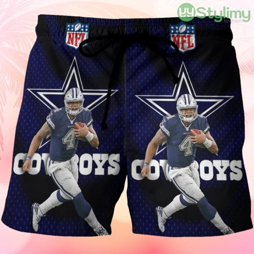 Dallas Cowboys Number 4 Player Beach Hawaiian Shorts For Men Trending Summer Product Photo 1
