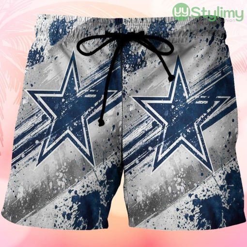 Dallas Cowboys Painting Gray White Star Beach Hawaiian Shorts For Men Trending Summer Product Photo 1